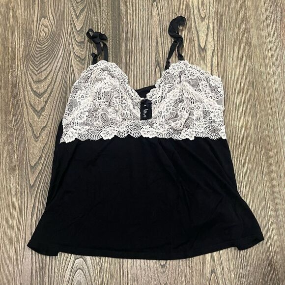 Adore Men Womens Camisole Top Sleepwear Lace V-Neck Pullover Black White Size 2X - Picture 1 of 3